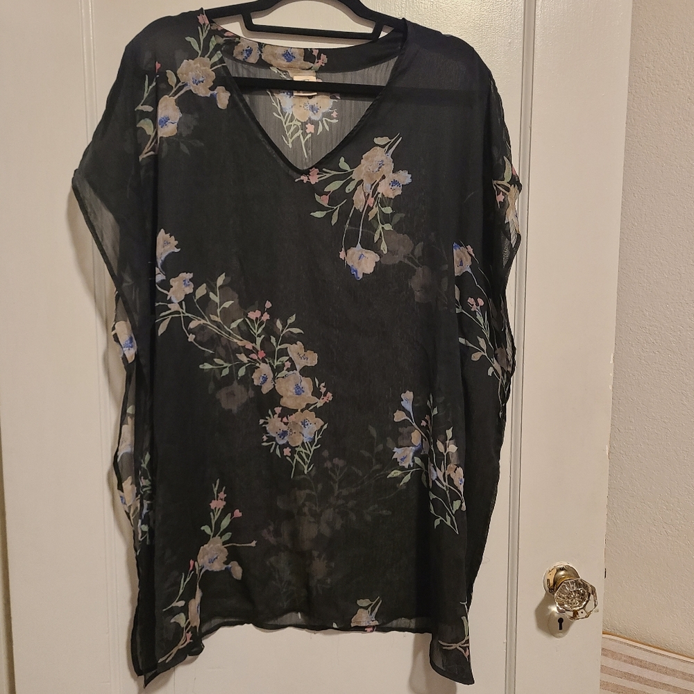 O'Neill Black Floral Sheer Cover Up Size M